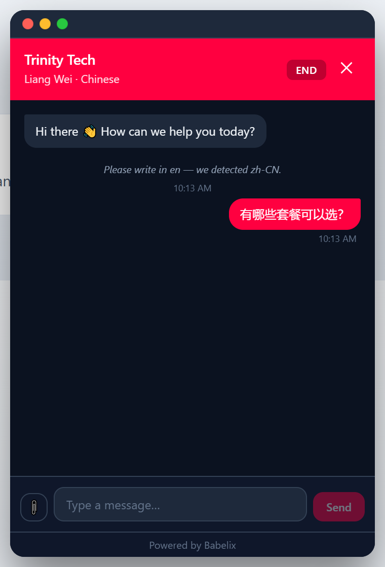 Real-time translation, both directions